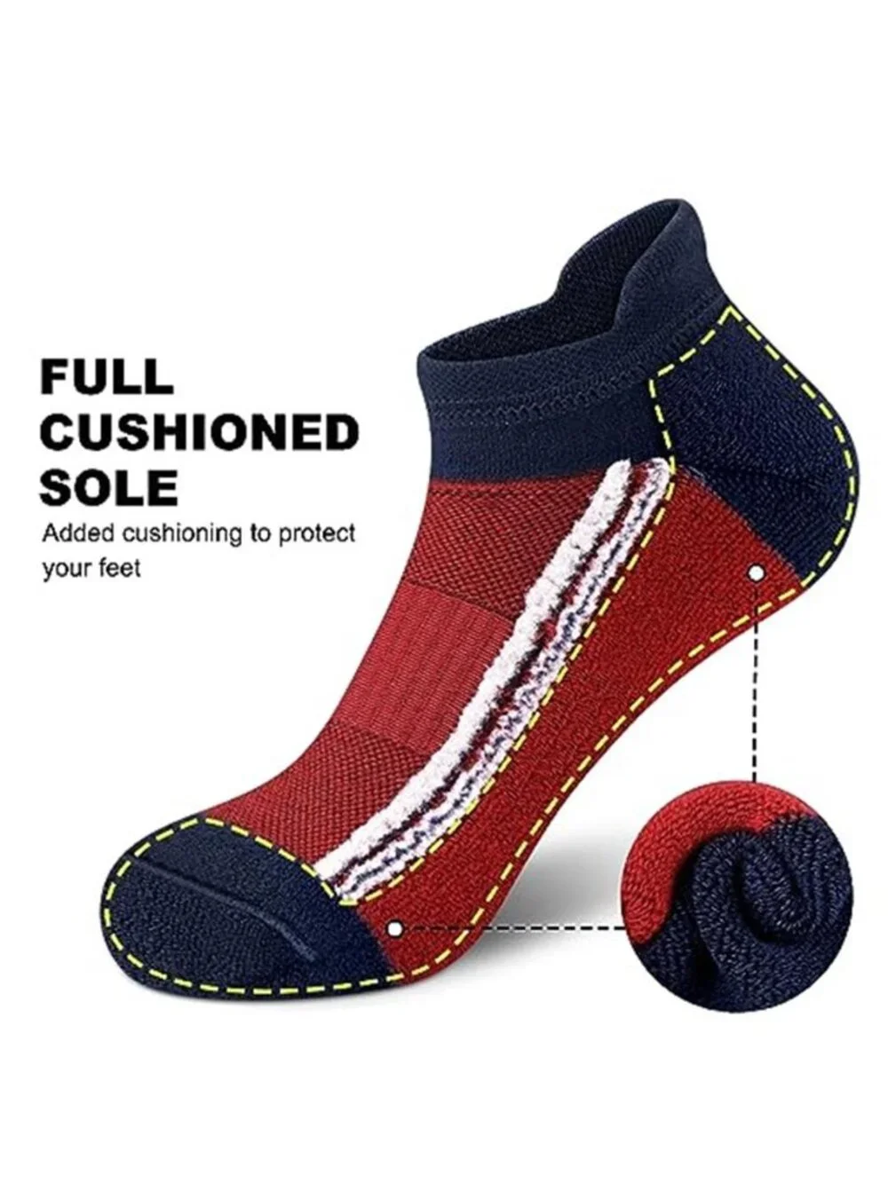 5 Pairs Men's Running Athletic Ankle Socks Thick Cushioned Low Cut Socks